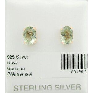 Genuine 2.10 Cts Green Amethyst Stud Earrings 14k Rose Gold Plated (.925)